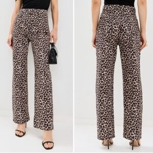 Reformation Leopard Print Straight Leg Jeans - Black & Tan